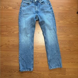 Zara Women's High-Rise Straight Jeans — Light Blue Denim